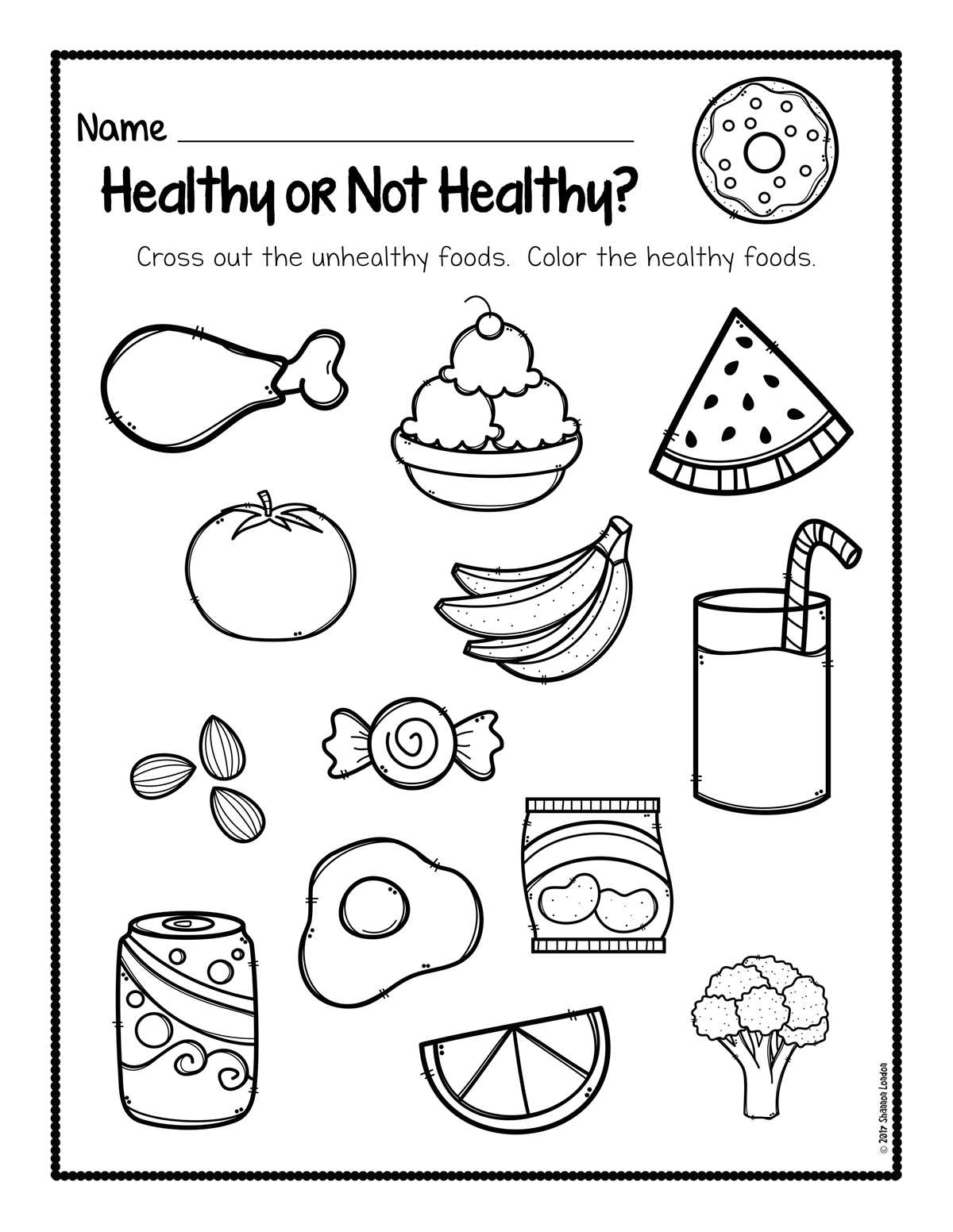 healthy and junk food worksheet