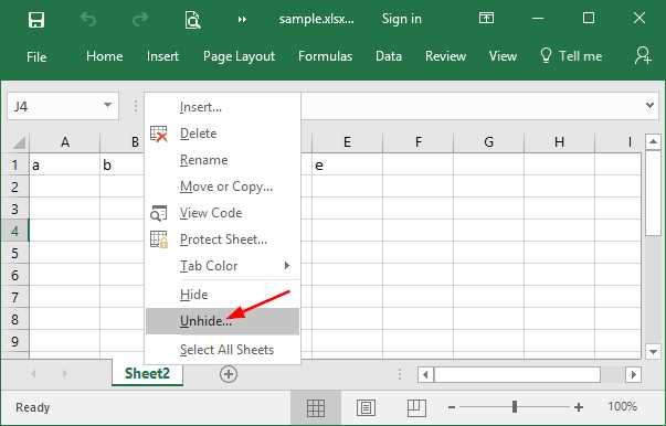 how to unhide a worksheet in excel