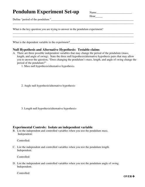 hypothesis and variables worksheet