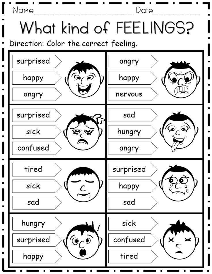 identify feelings worksheet