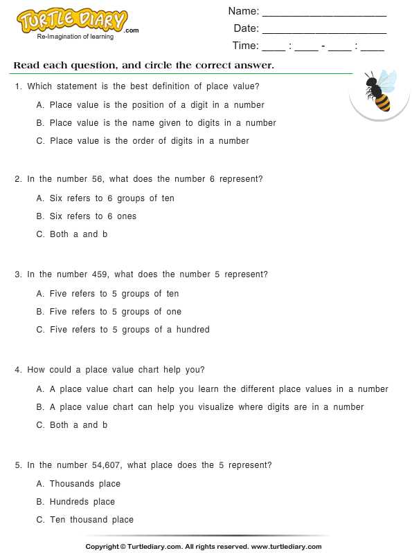 identify values worksheet