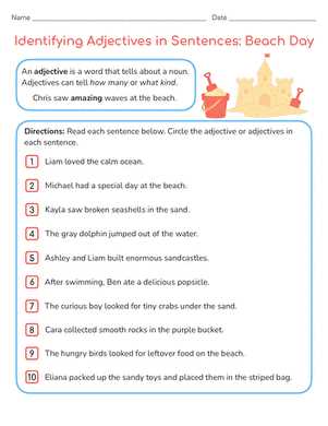 identifying adjectives worksheet