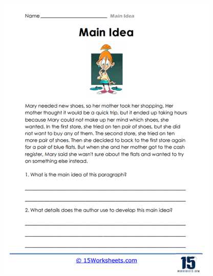 identifying main idea worksheets