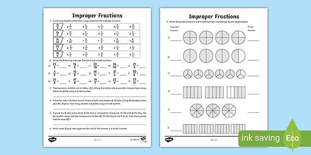 improper fractions to mixed numbers worksheets