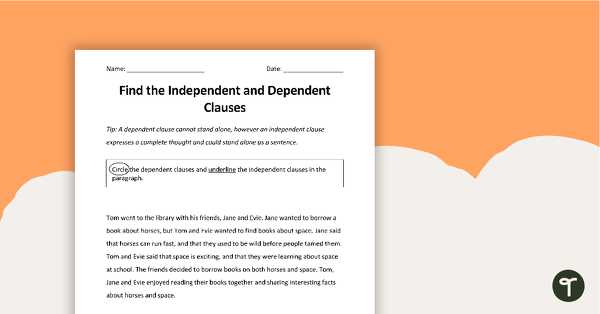 independent and dependent sentences worksheets