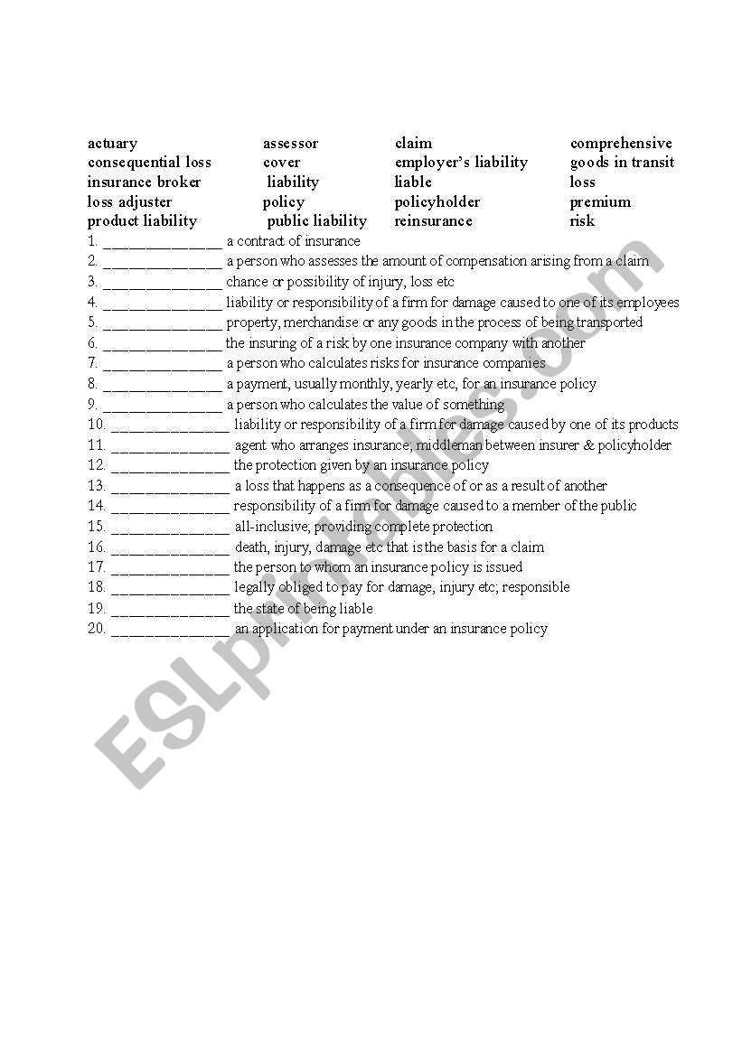 insurance adjuster worksheet