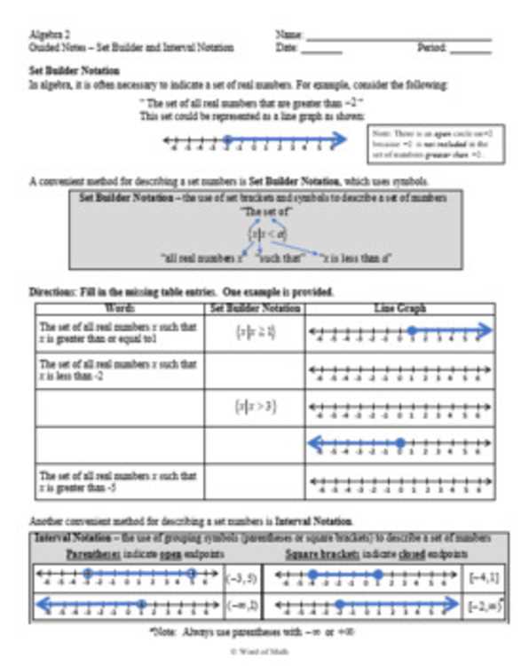 introducing interval notation worksheet