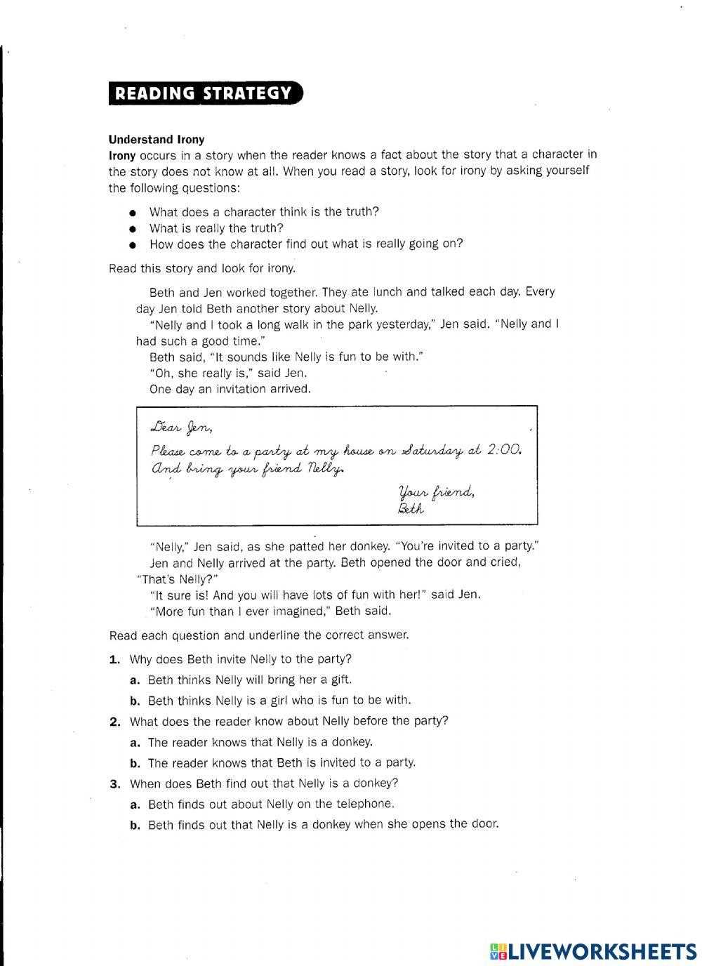 irony worksheet