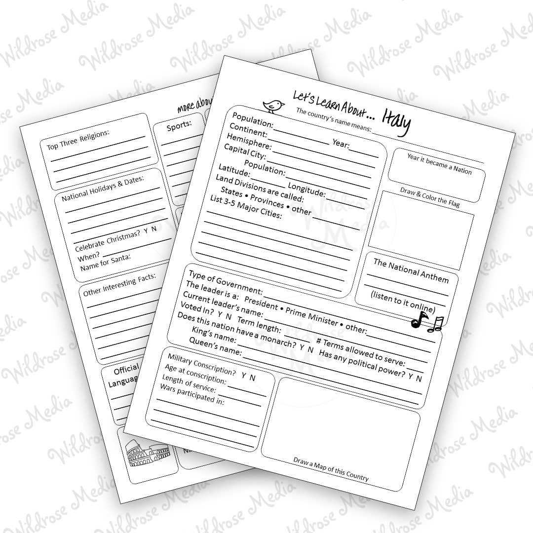 italy geography worksheet