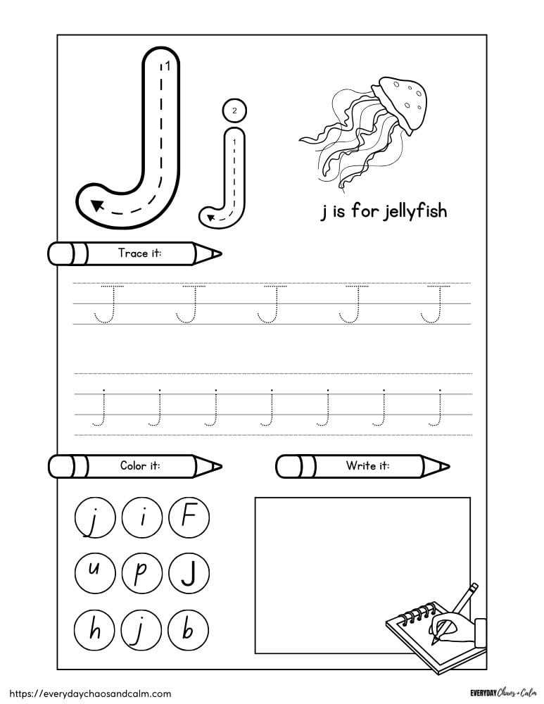 j worksheets for preschool