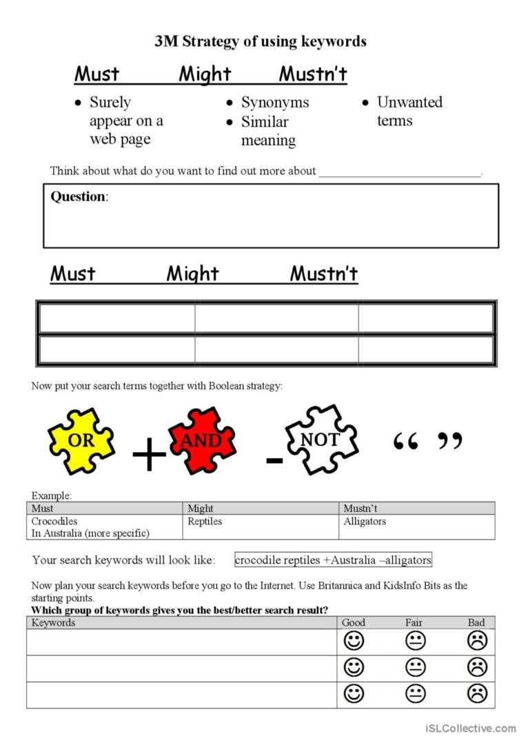 keyword worksheet