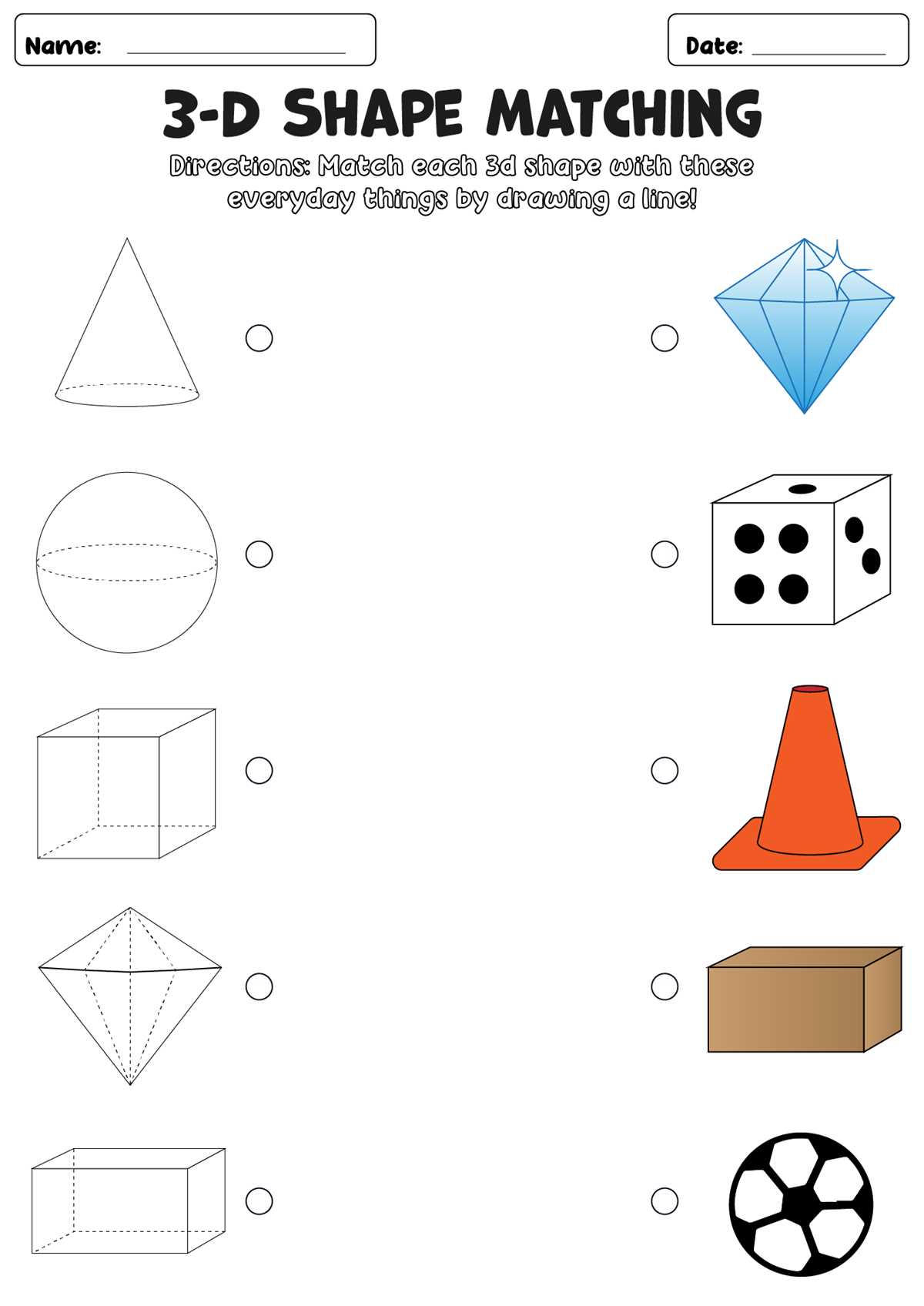 kindergarten 3d shapes worksheet