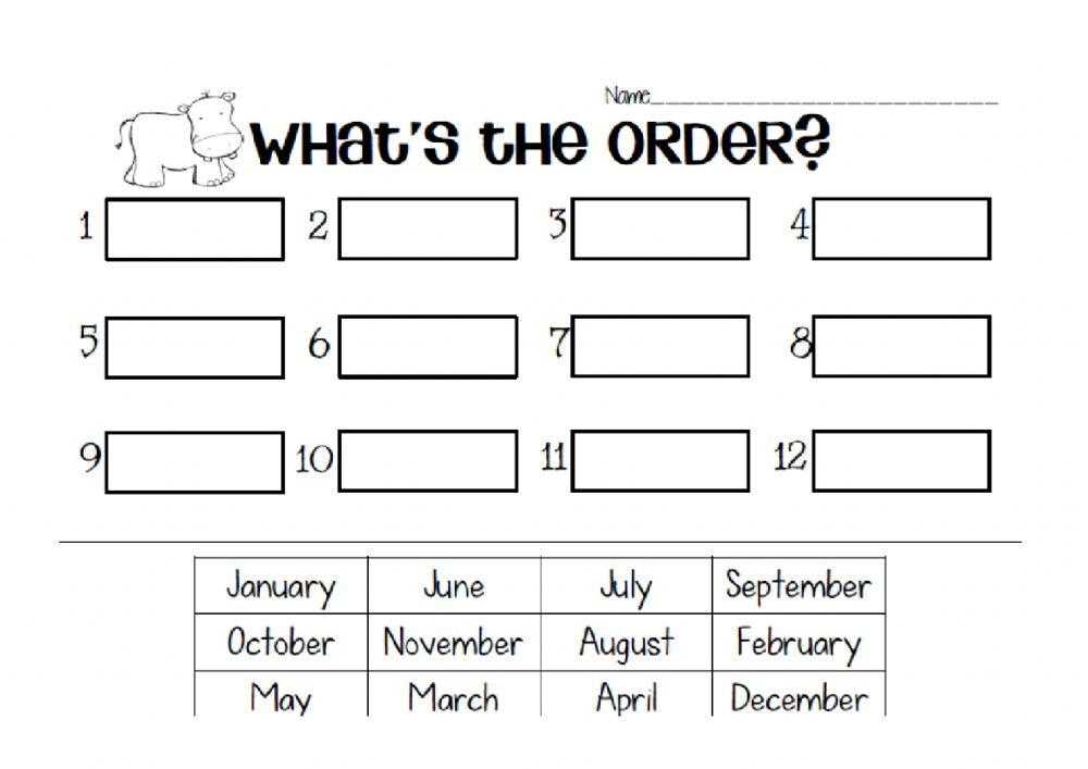 kindergarten months of the year worksheets