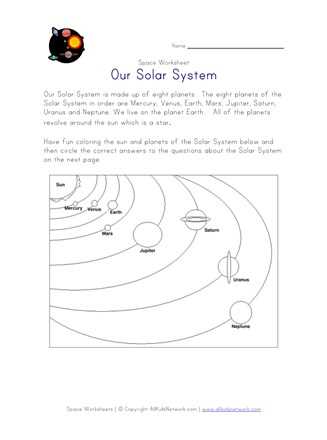 kindergarten solar system worksheets