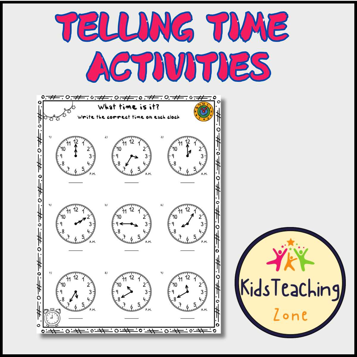 kindergarten telling time worksheets