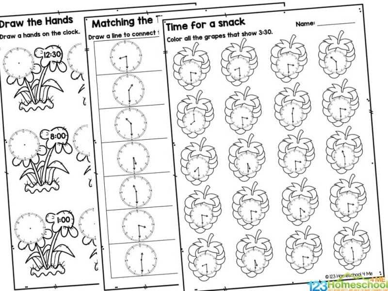 kindergarten time worksheets