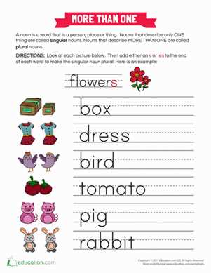 kindergarten worksheets nouns