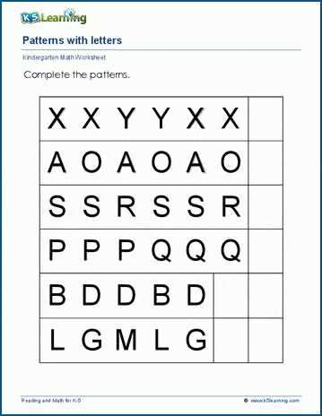 kindergarten worksheets on patterns