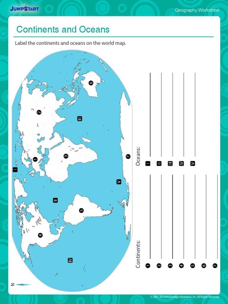 label continents oceans worksheet