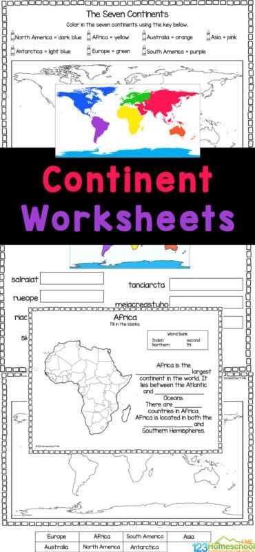 label the continents and oceans worksheet