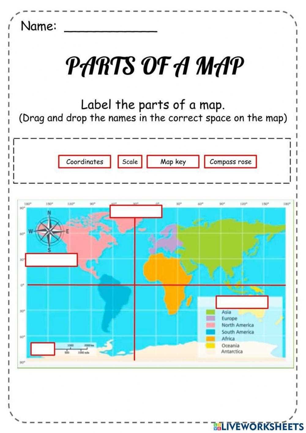 label the parts of a map worksheet