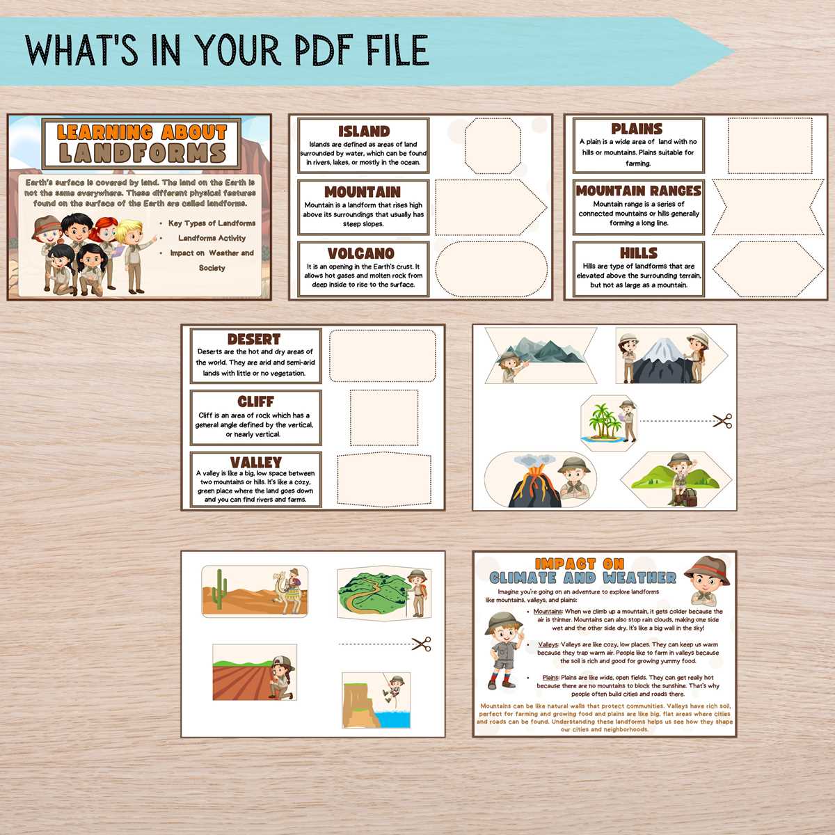 landform matching worksheets