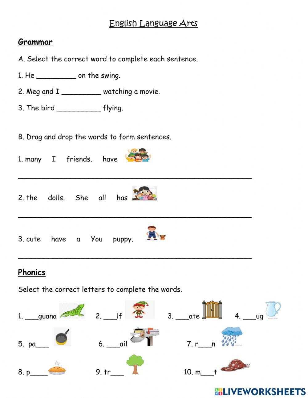 language arts worksheet