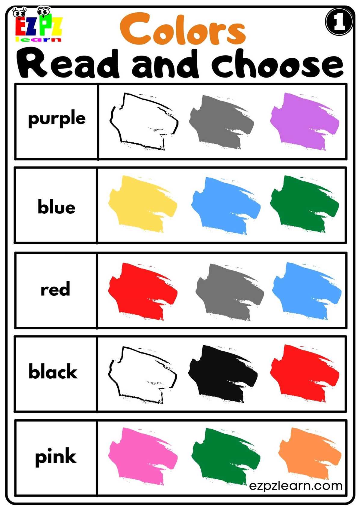 learning about colors worksheets
