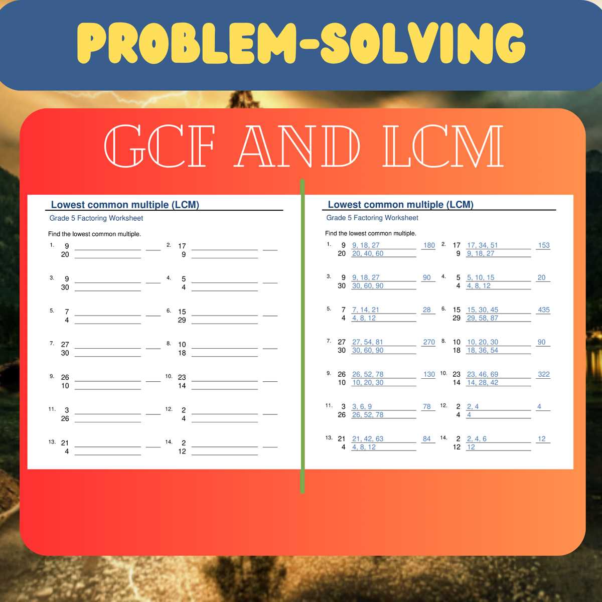 least common multiple greatest common factor worksheet least common multiple greatest common factor worksheet