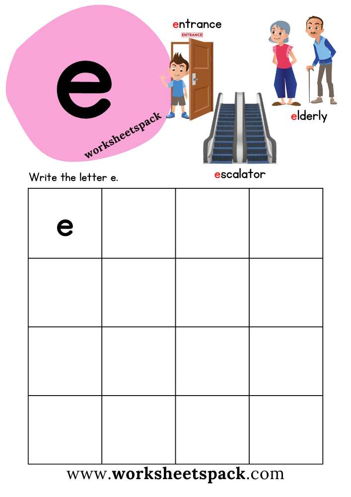 letter e worksheets for kindergarten