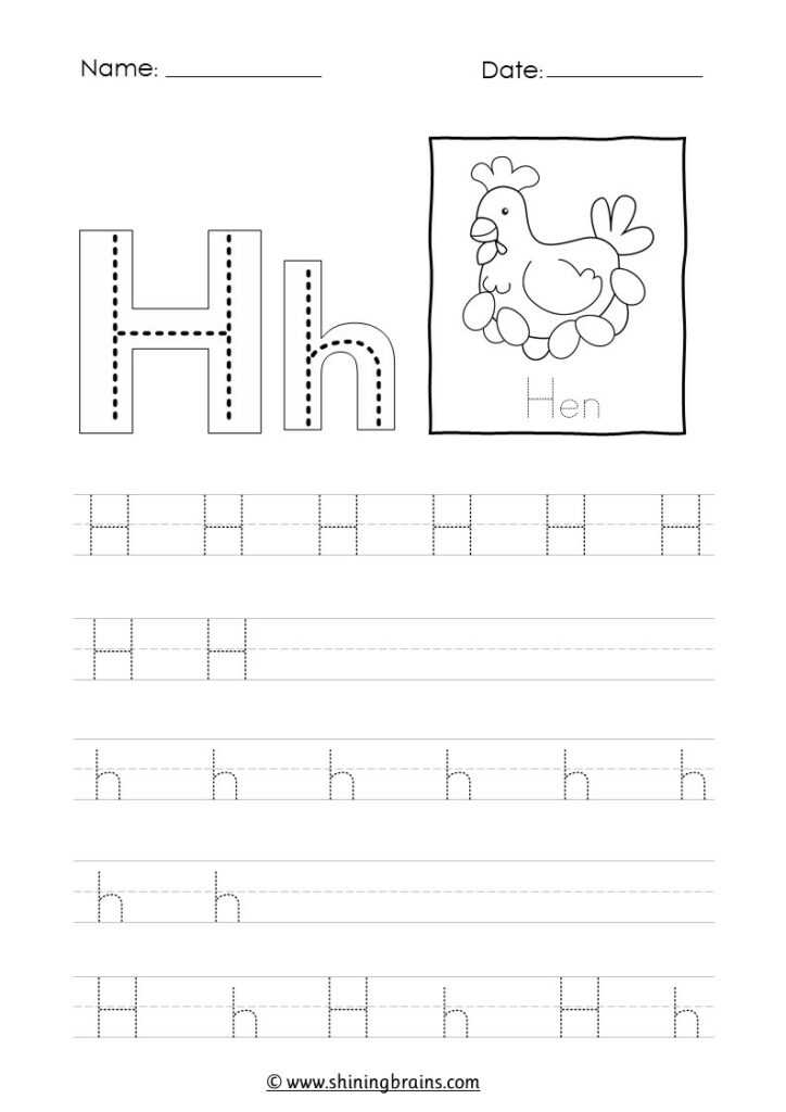letter h worksheets preschool