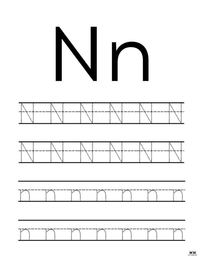letter n tracing worksheets
