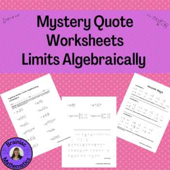 limits algebraically worksheet