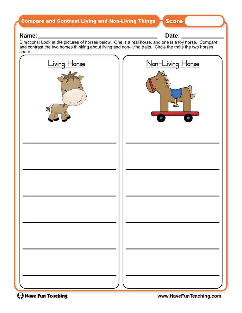 living nonliving things worksheet