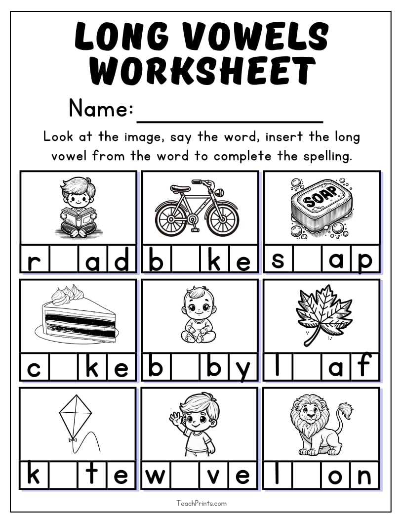 long a vowel worksheet