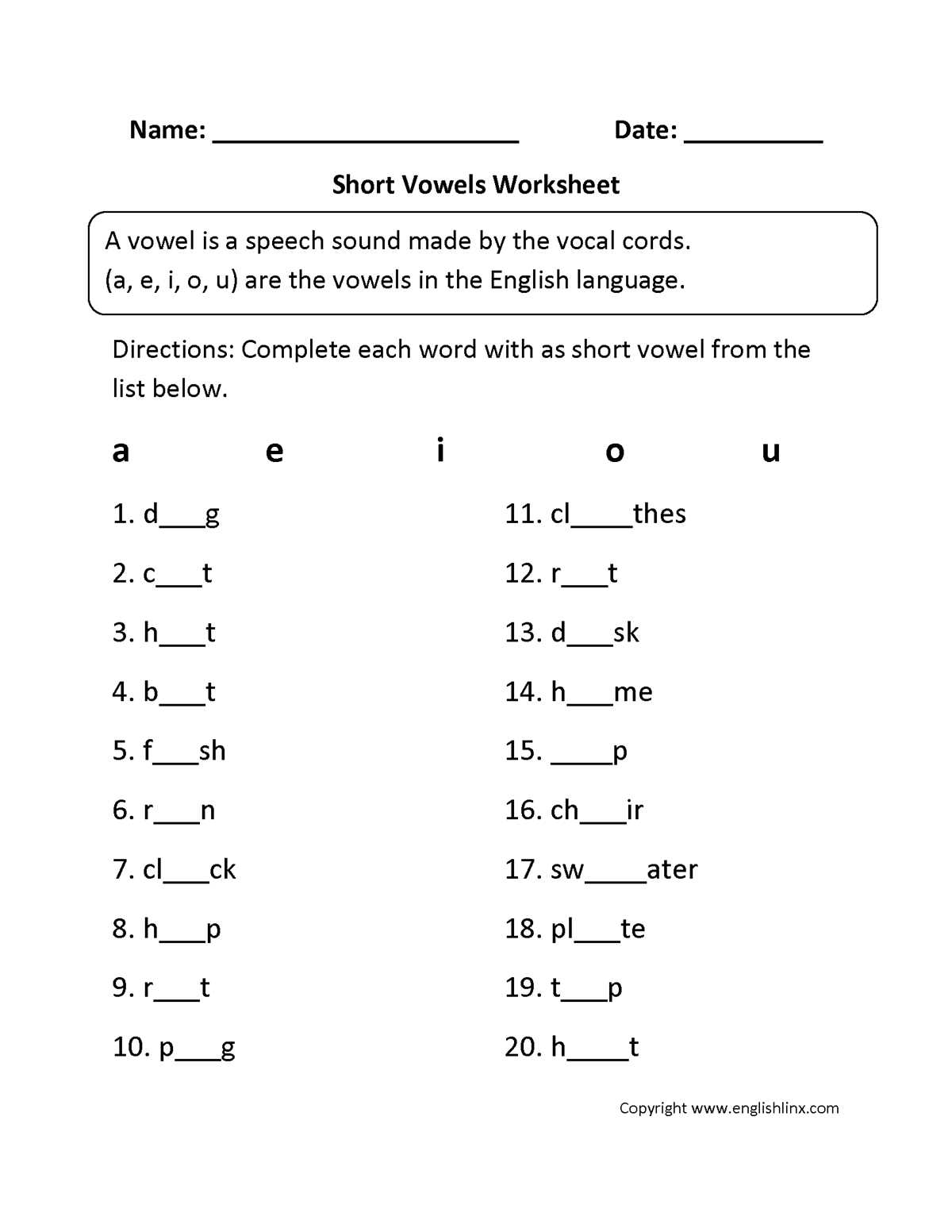 long and short i worksheets long and short i worksheets