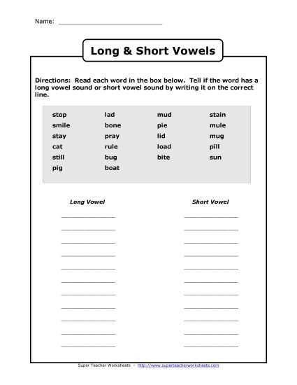 long and short i worksheets long and short i worksheets