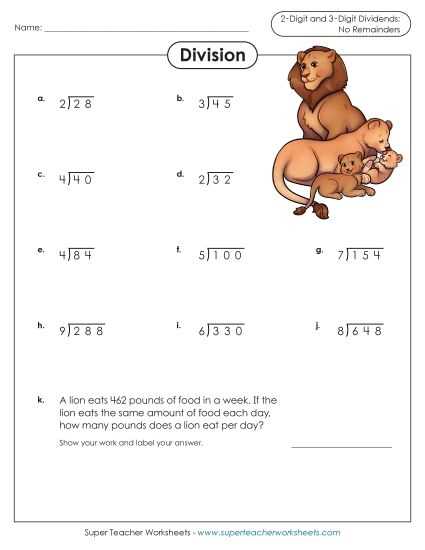 long division worksheet grade 4