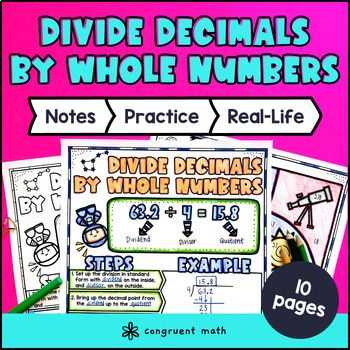 long division worksheets decimals