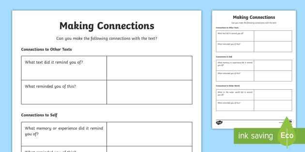 making connections worksheet