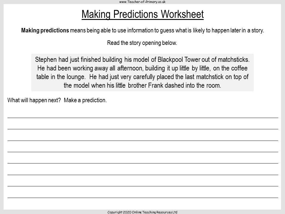 making predictions worksheet