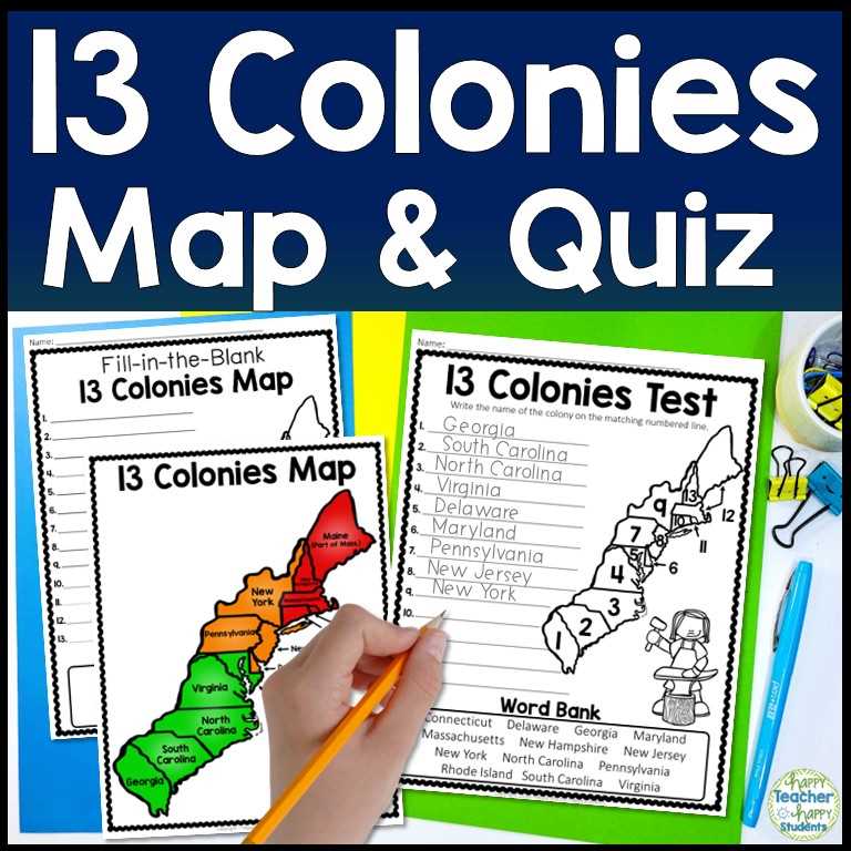 map of the thirteen colonies worksheet