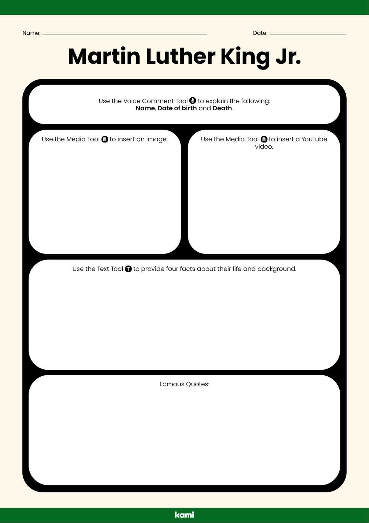 martin luther king worksheet