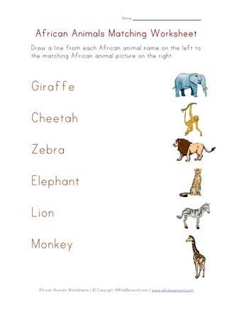 matching animals worksheets