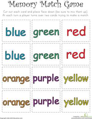 matching colors worksheet