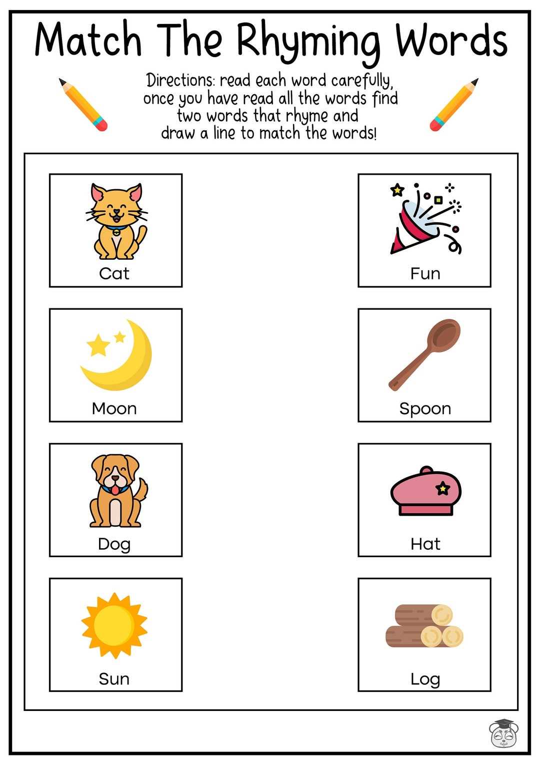 matching rhyming words worksheet