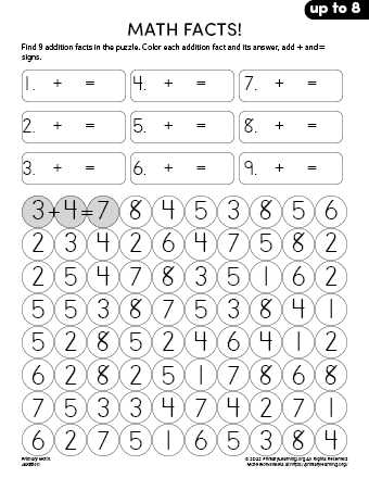 math facts worksheets printables