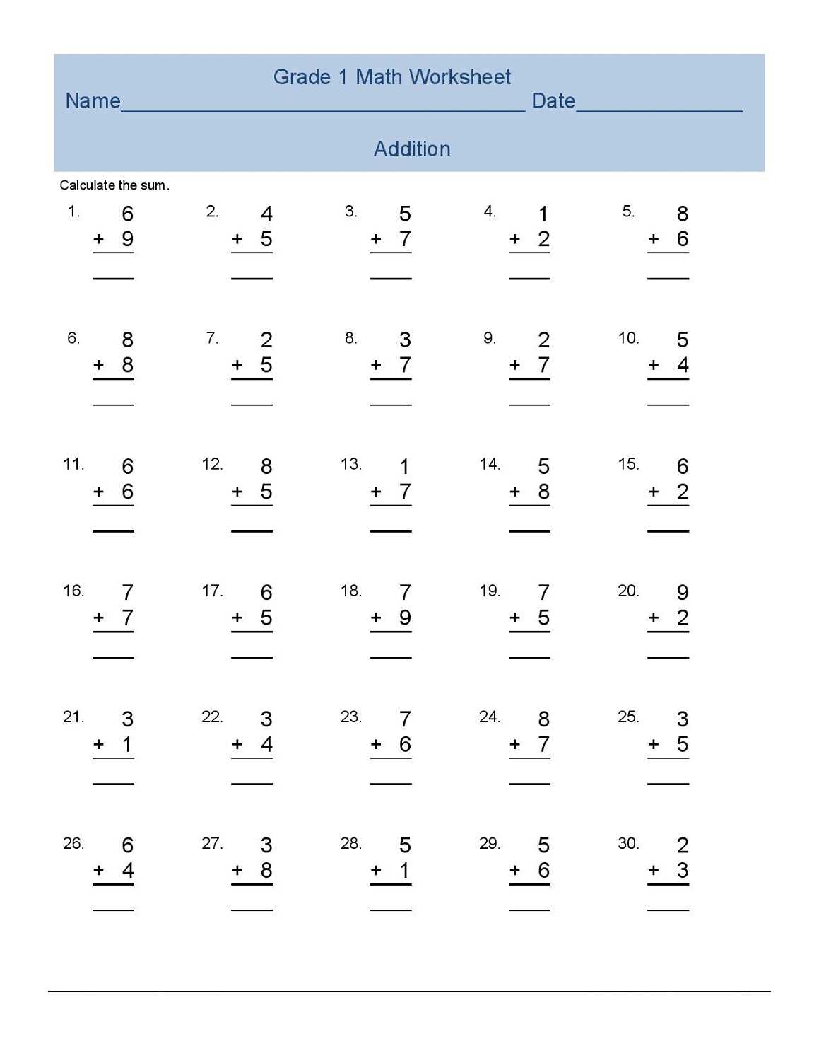 math for first graders printable worksheets