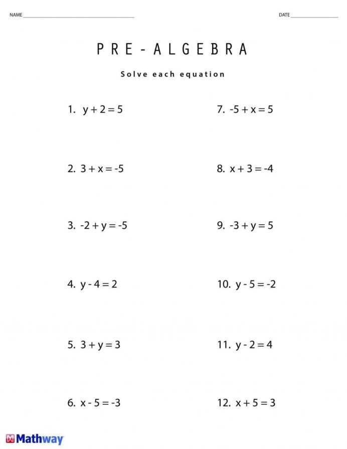 math pre algebra worksheets