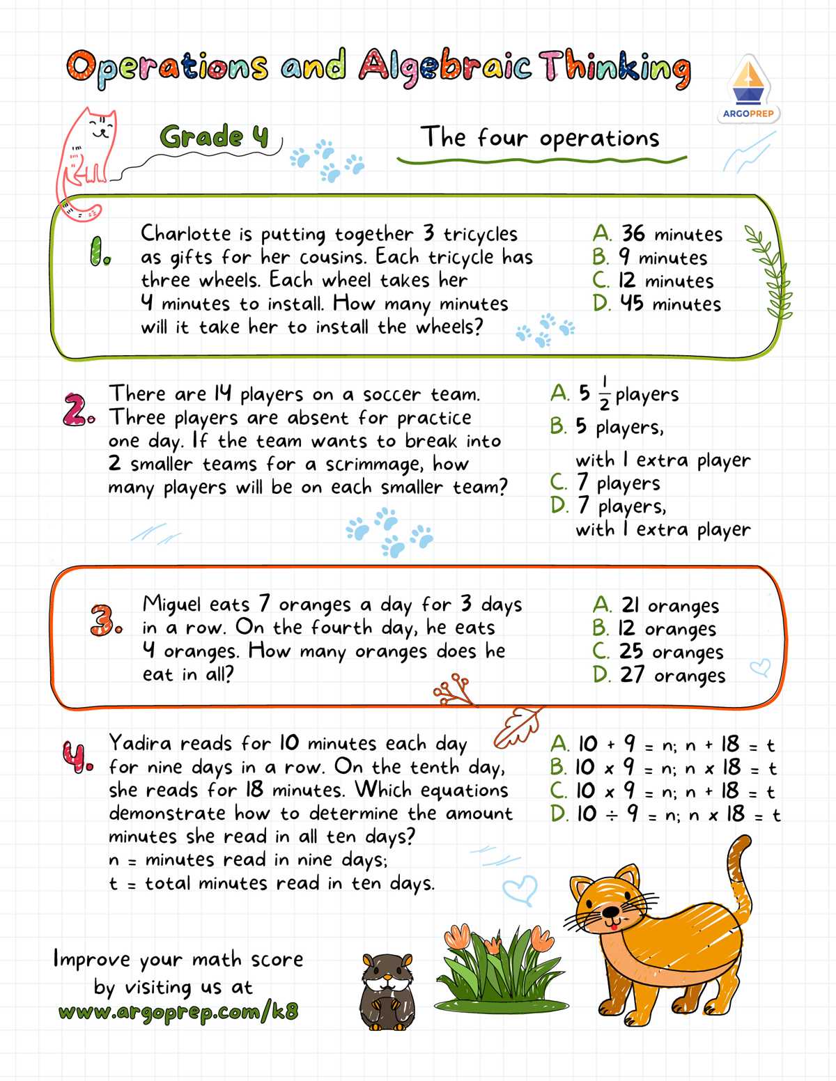 math problems worksheets for 4th graders